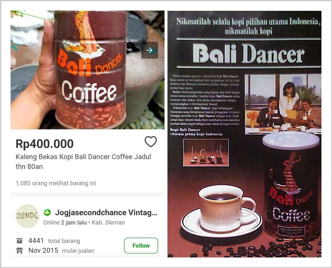Kopi legendaris Bali Dancer dan iklan 1980-an