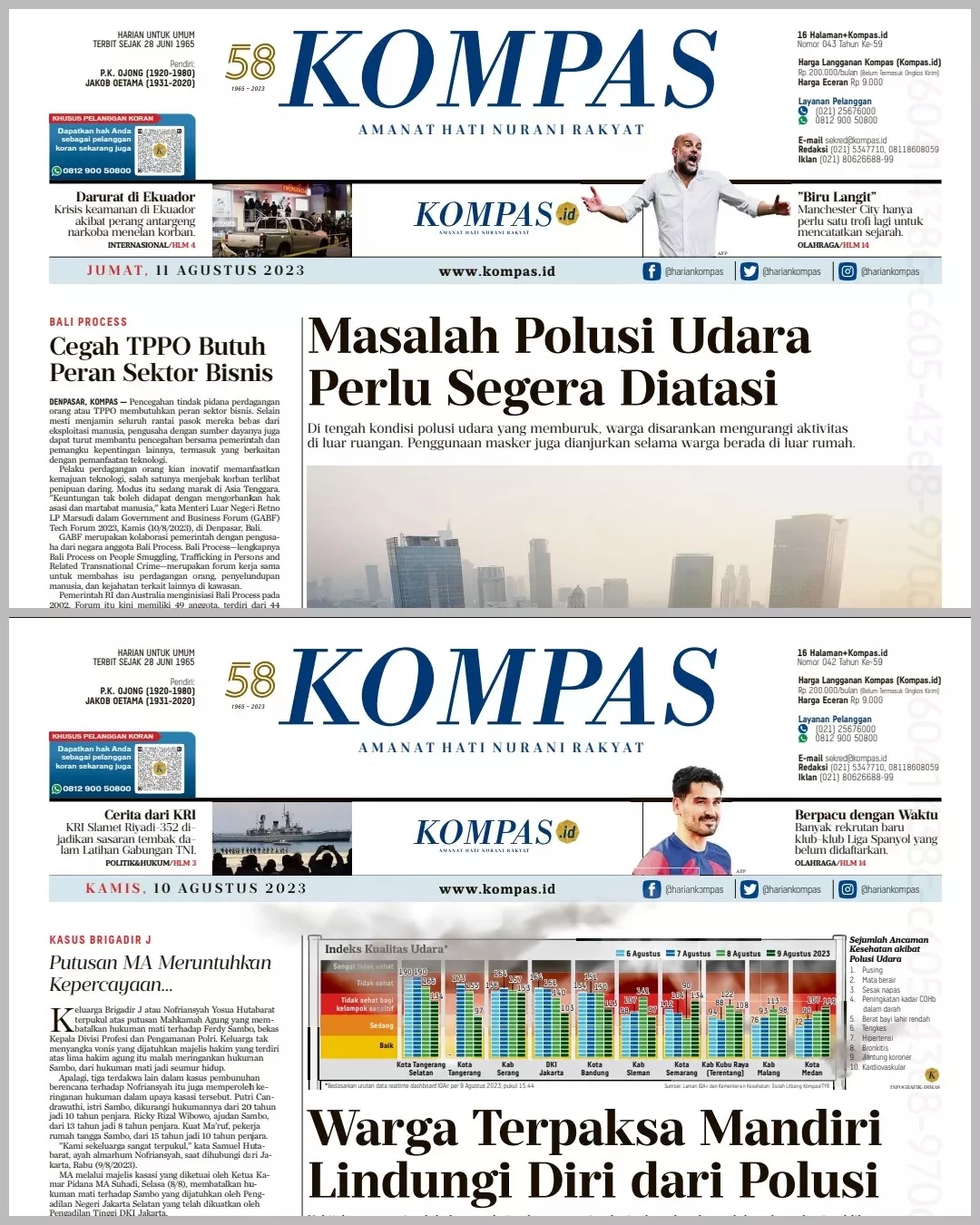 Liputan Kompas.id tentang kualitas udara Jakarta 