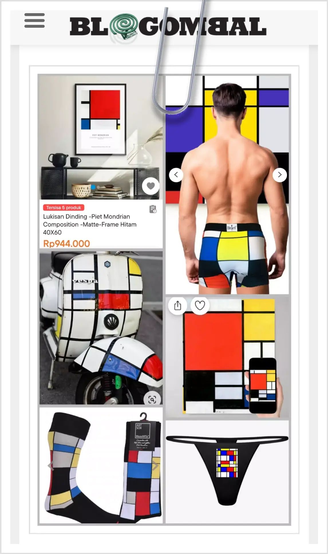 Gaya visual yang terilhami oleh lukisan geometris Piet Mondrian 
