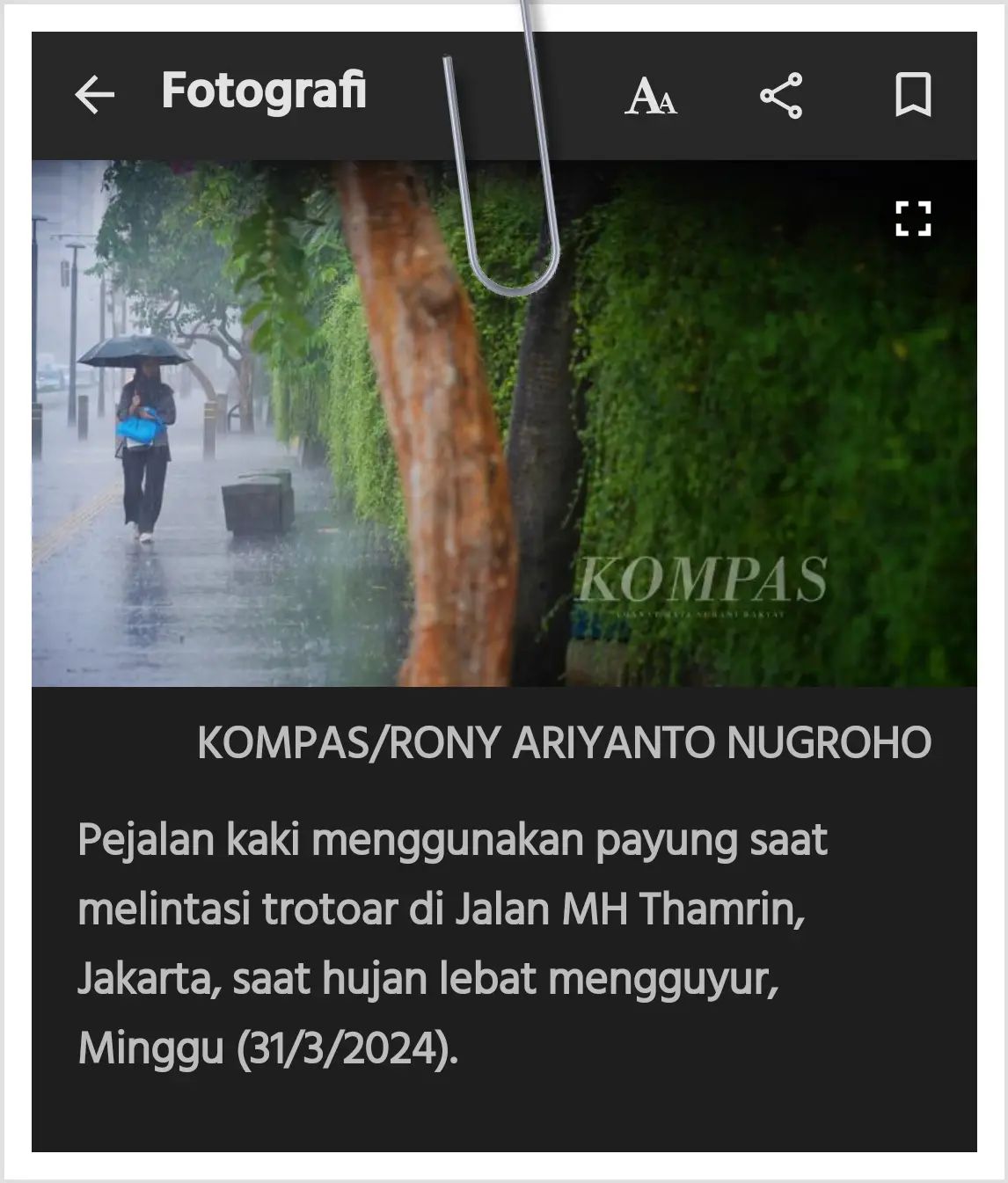Jakarta hujan dalam foto jurnalistik Kompas 