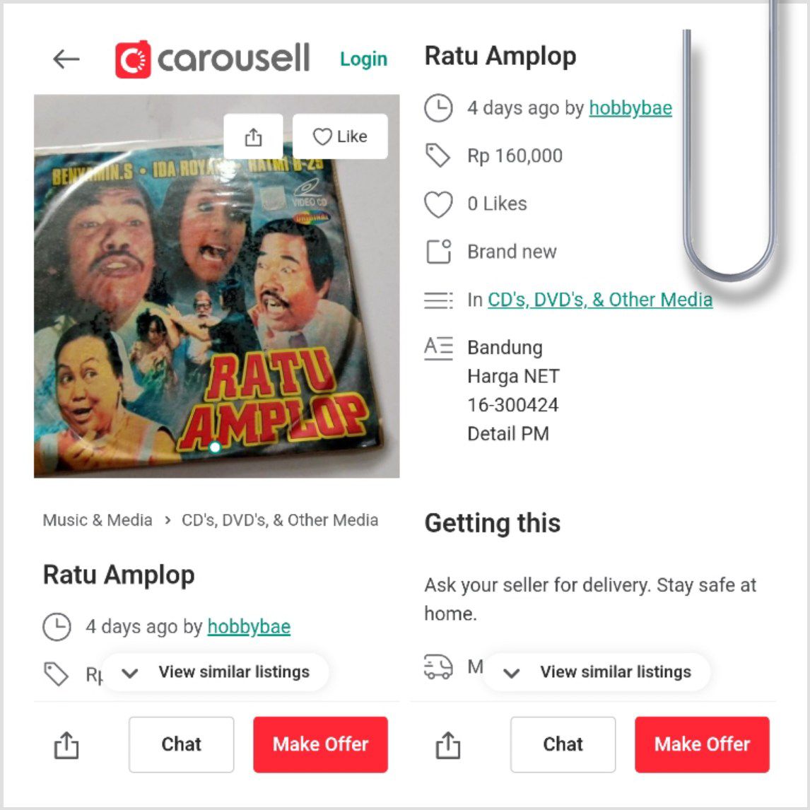 DVD bekas, film Ratu Amplop, di Carousel Indonesia 